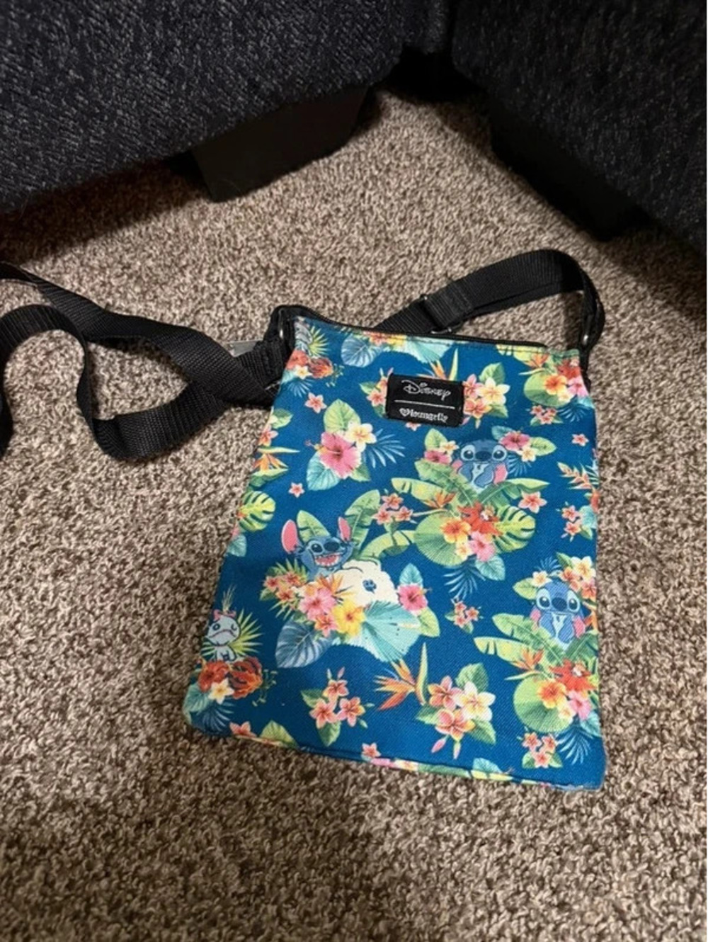 Disney Loungefly Lilo & Stitch Tropical Floral Crossbody Bag Blue